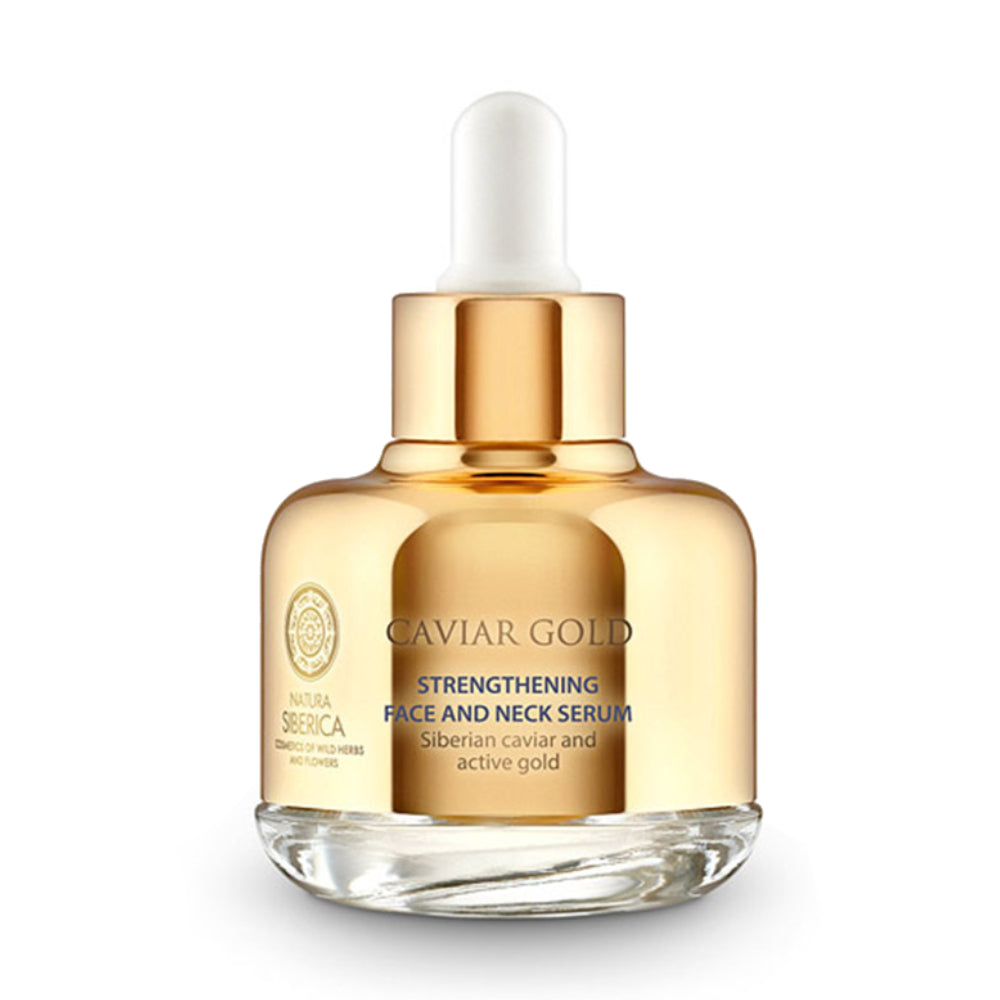 Caviar Gold face and neck serum , Ορός ενίσχυσης για πρόσωπο και λαιμό , κατάλληλο για όλους τους τύπους δέρματος , Κατάλληλο για ηλικίες 30-40 , 30 ml.